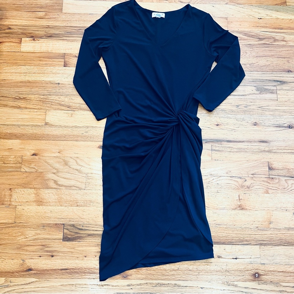 VELVET by Graham & Spencer Navy BlueTwisted Waist Bodycon Dress L Glam Wedding